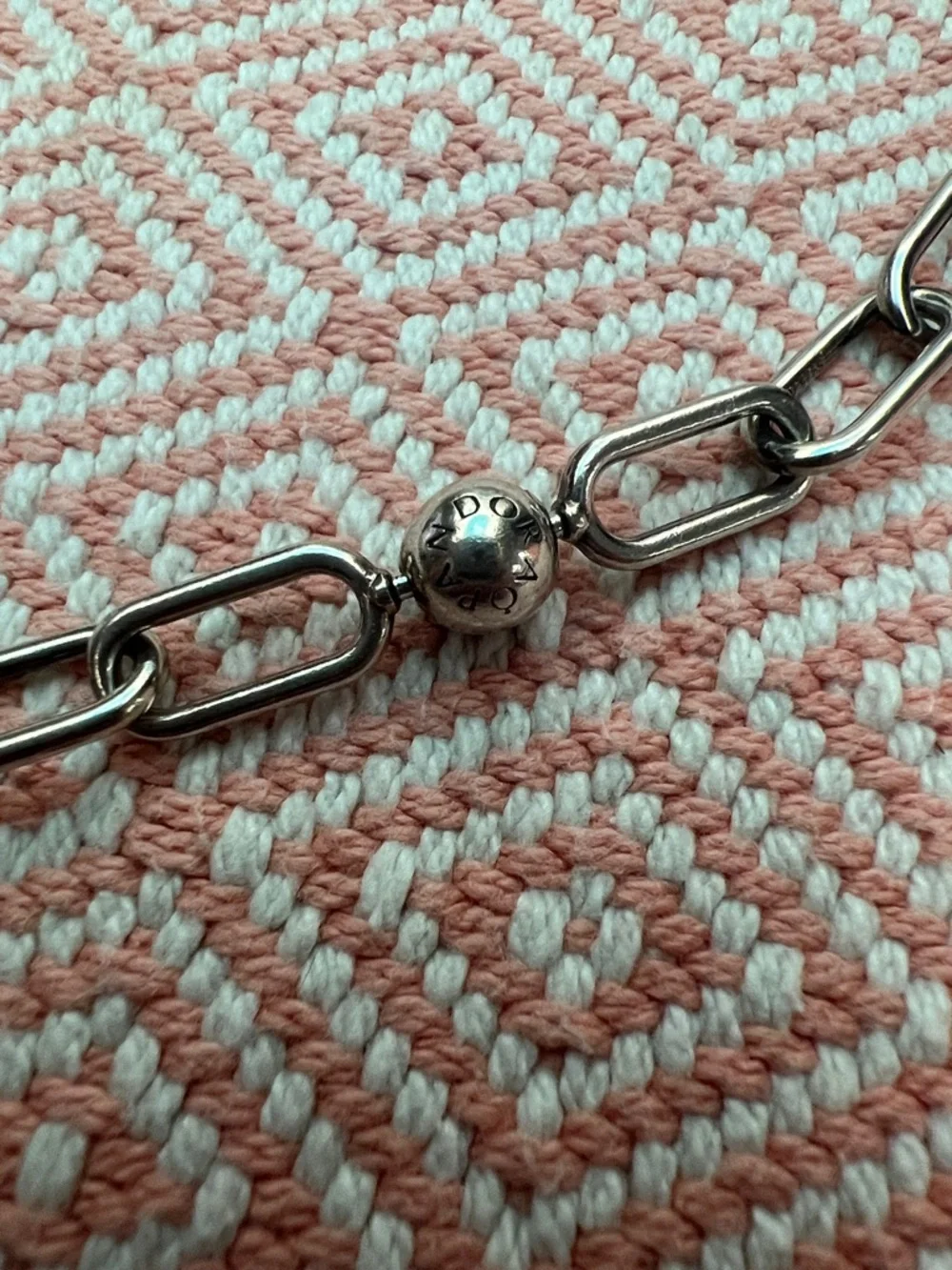 Pandora Paper Clip Link Bracelet with 2 Mini Crystal Charms - Picture 6 of 7